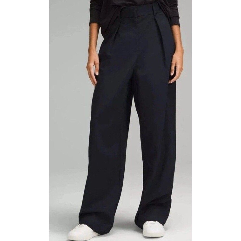 Lululemon Pleat Front High Rise Trouser Pants TRUE NAVY ASIA FIT SZ L 29' NWOT